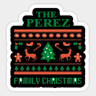 Family Christmas - Groovy Christmas PEREZ family, Family Christmas T-shirt, Pjama T-shirt Sticker